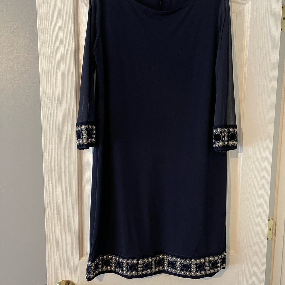 Tiana B Navy Blue Evening Dress